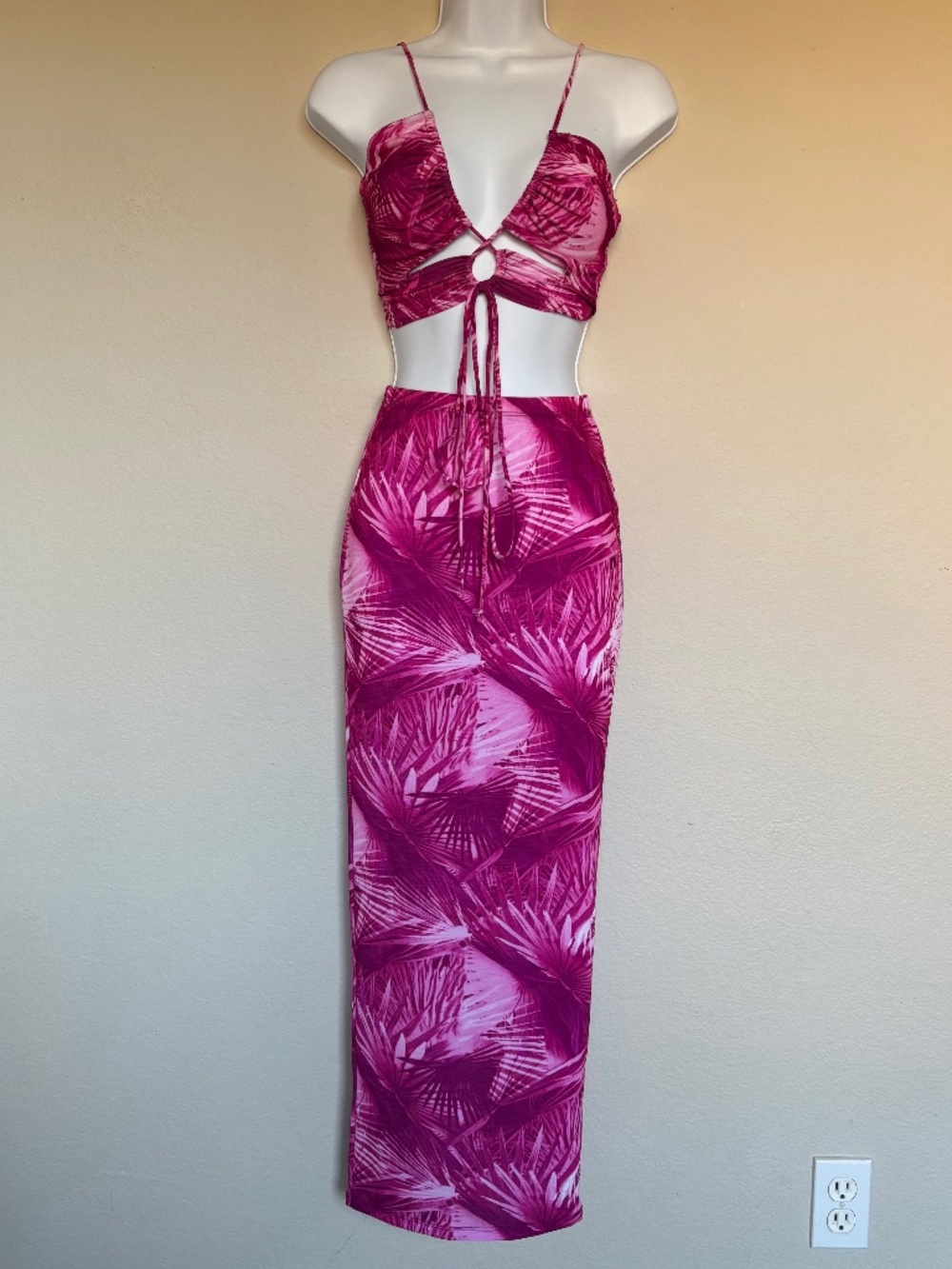 Fashion Nova Bahama Mama Tropical Skirt Set Matching Fuchsia Combo Women XS NWT